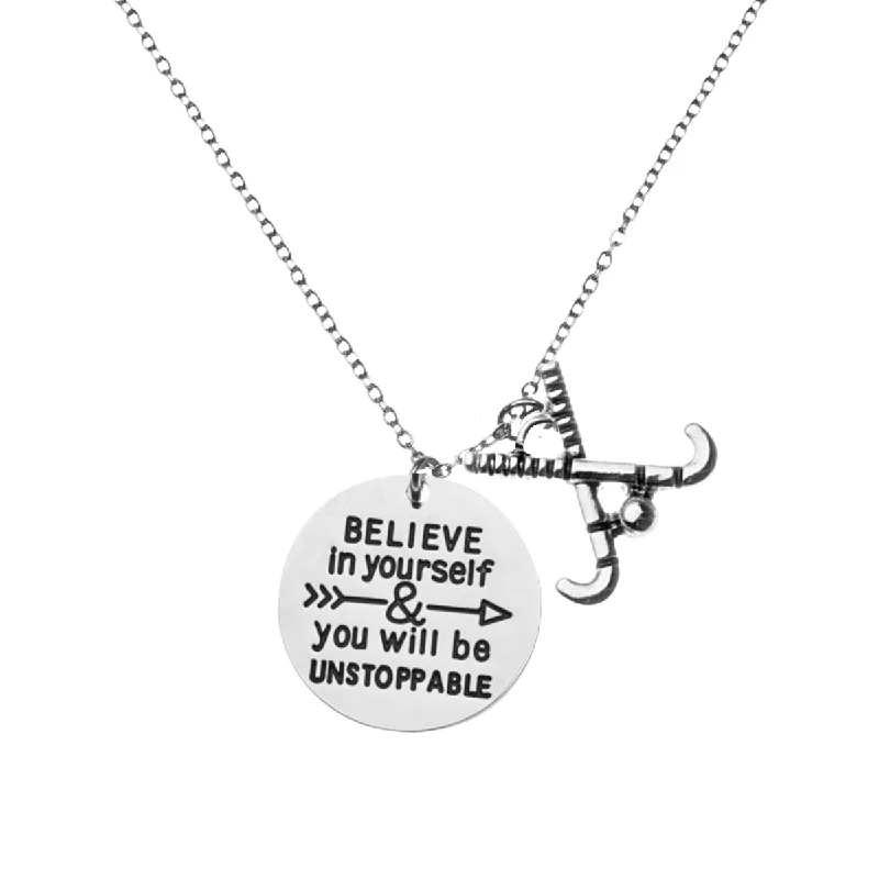 fashion-forward necklaces for women -Field Hockey Necklace - Believe In Yourself