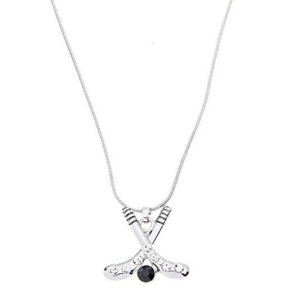 spiral necklaces for women -Ice Hockey Rhinestone Stick Necklace