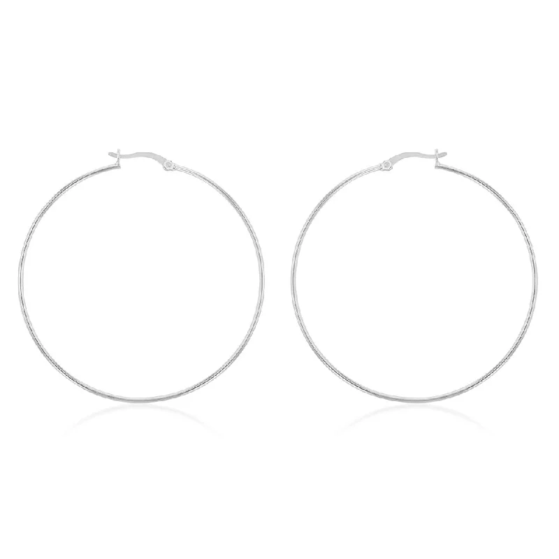 gold-plated earrings for women -Sterling Silver Plain 50mm Hoop Earrings