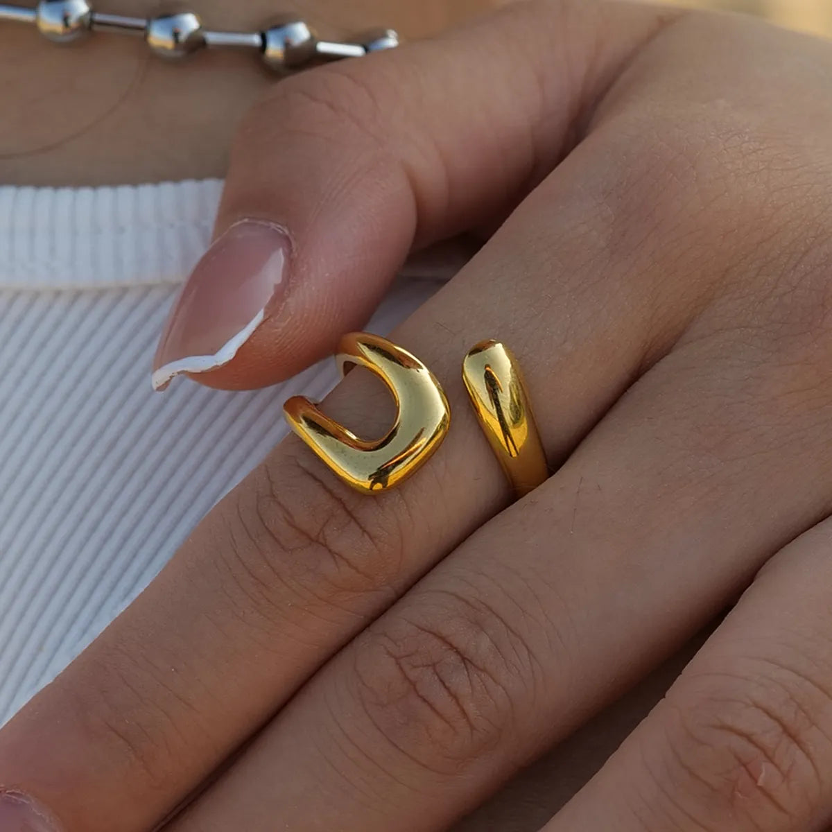 chunky rings for women -Ig Style Simple Style Irregular Solid Color Stainless Steel Plating 18k Gold Plated Open Rings