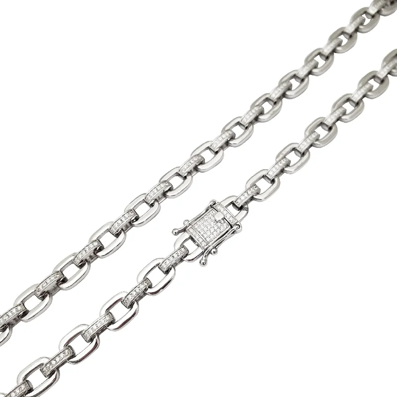 silver plated necklaces for women -Icy Cable Link CZ Chain (Silver)