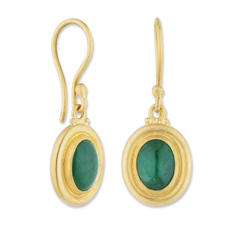 chandelier earrings for women -Pre-owned Lika Behar "Delphi" Oval Emerald Drop Earrings 22K Gold DEL22-E-104-GEM-6