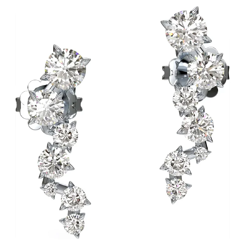 dangly earrings for women -Swarovski Diamond Intimate Ear Cuffs White Gold Earrings