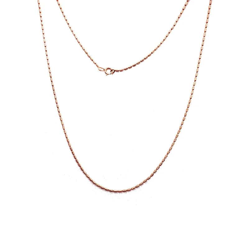 gold necklaces for women -Diamond-Cut Elongated Bead Chain (14K)