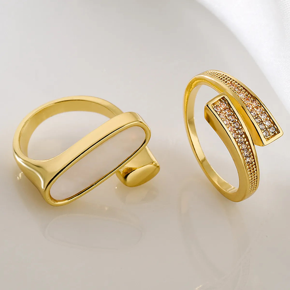 matching rings for women -Fashion Geometric Copper Inlaid Zircon Rings 1 Piece