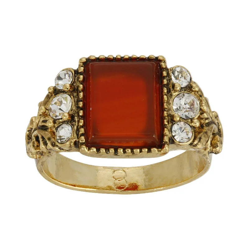 bridal rings for women -1928 Jewelry Carnelian Gemstone Crystal Accent Ring