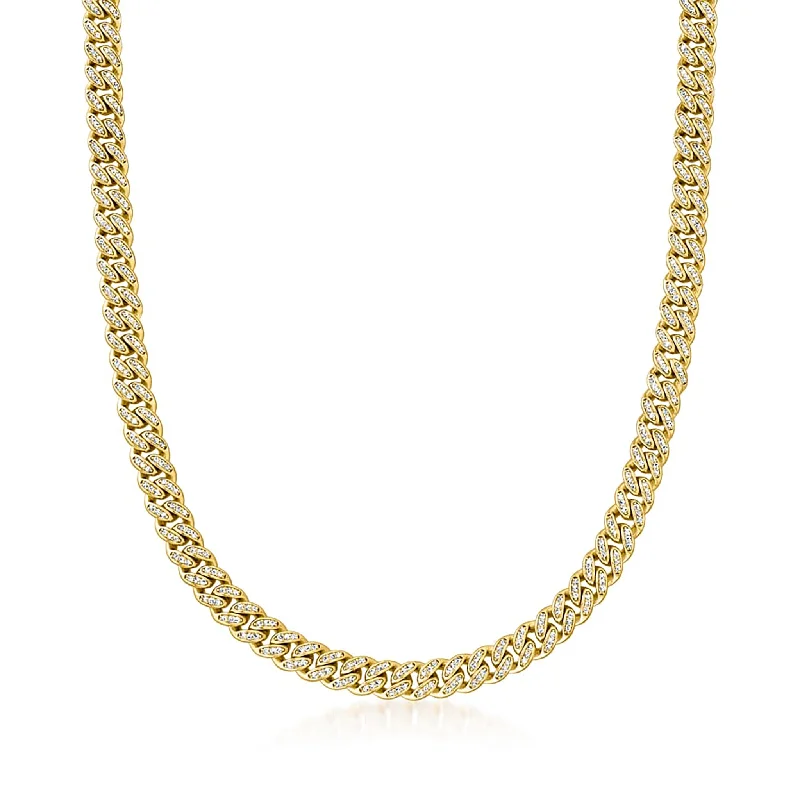 ruby necklaces for women -Zirconia Solid Miami Cuban Chain (10K)