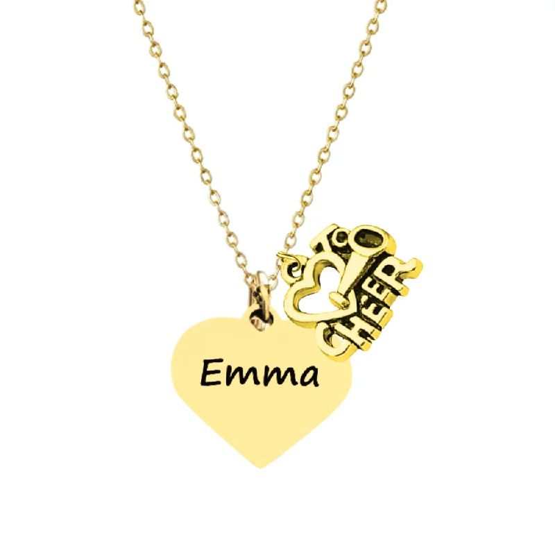 diamond pendant necklaces for women -Personalized Engraved Cheer Necklace-Pick Style