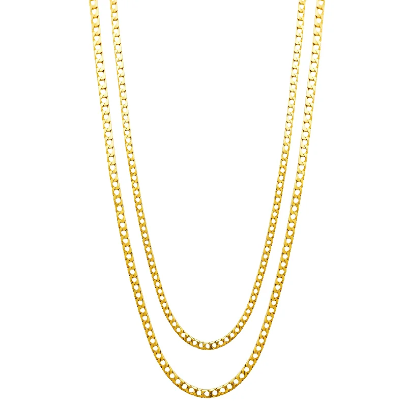 gold necklaces for women -Square Curb Chain (14K)