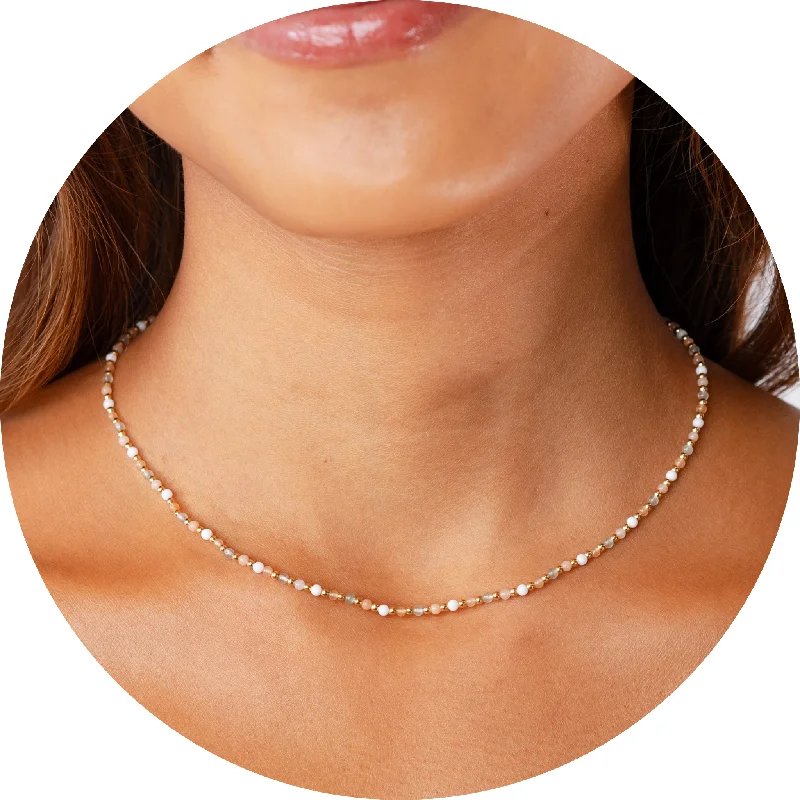 pearl drop necklaces for women -Good Fortune + Growth 2mm Metal Accent Healing Necklace