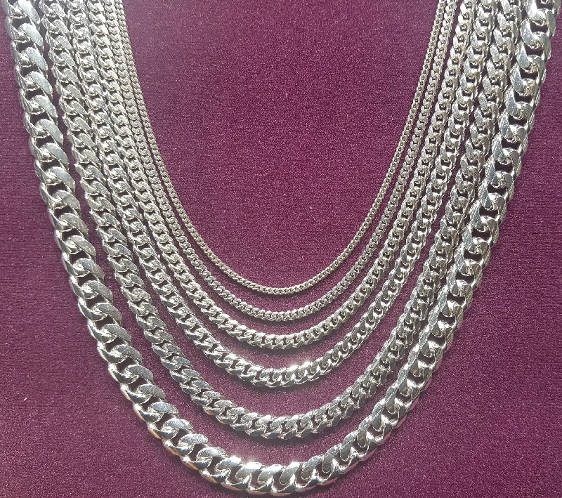 white gold necklaces for women -Miami Cuban-link Silver (White)