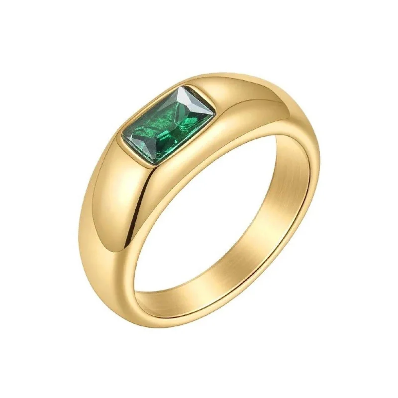 dual-tone rings for women -Emerald Statement Ring