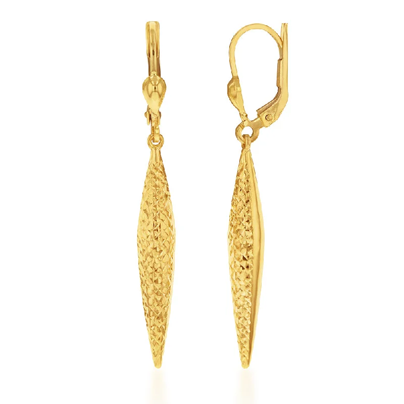 pave diamond earrings for women -9ct Yellow Gold Silverfilled Patterned Drop Earrings