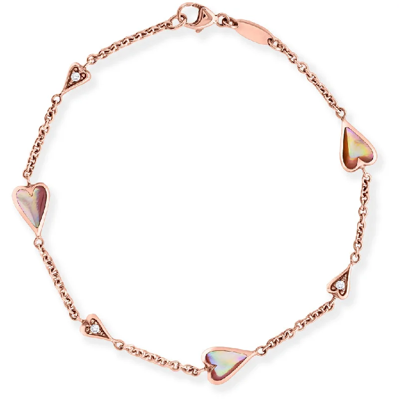 beaded bangle bracelets for women -Kabana Blush Heart Bracelet