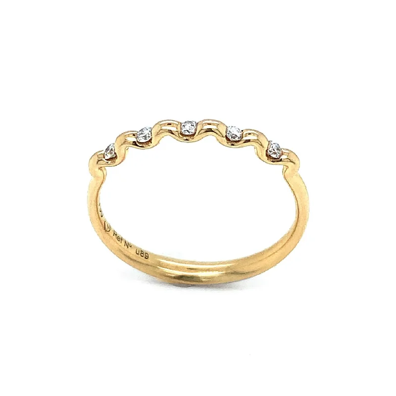 romantic engagement rings for women -Yellow Gold and Diamond Stacking Ring- "Venetian Night"