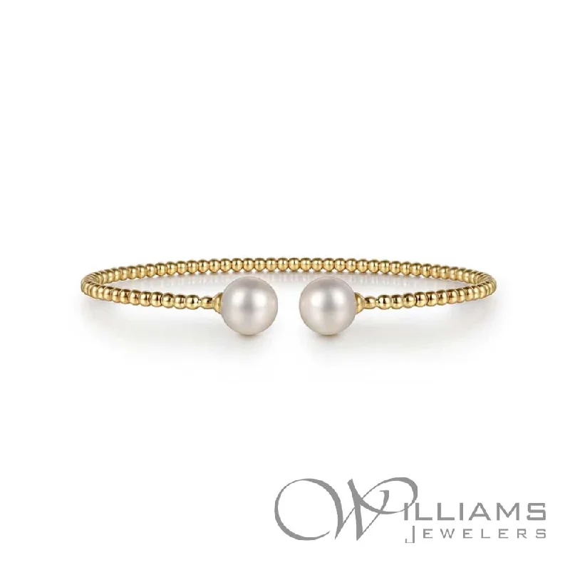 charm bangles for women -Gabriel & Co. Bujukan 14 Karat Pearl Bracelet