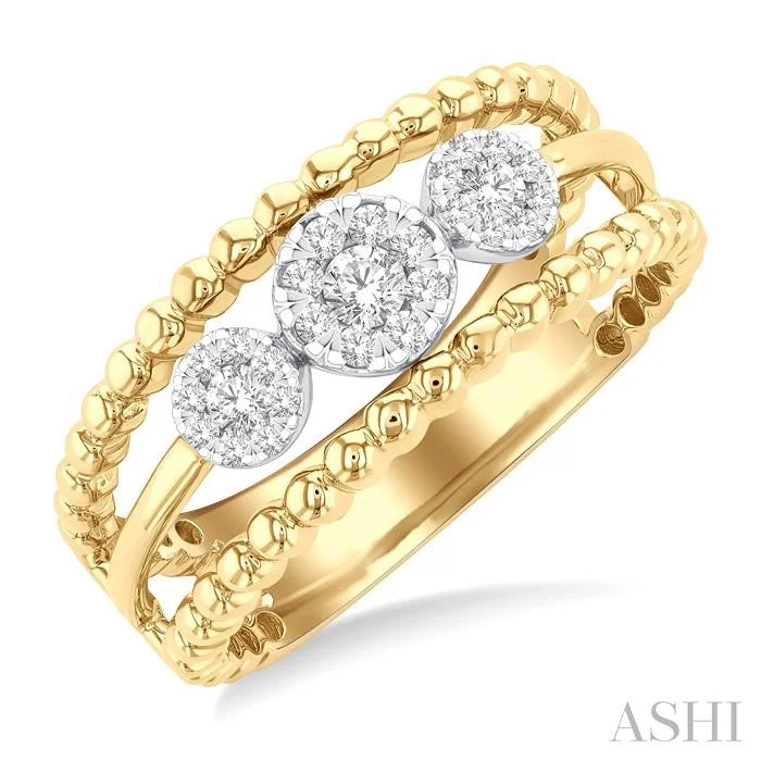 minimalist engagement rings for women -ROUND SHAPE PAST PRESENT & FUTURE LOVEBRIGHT DIAMOND RING