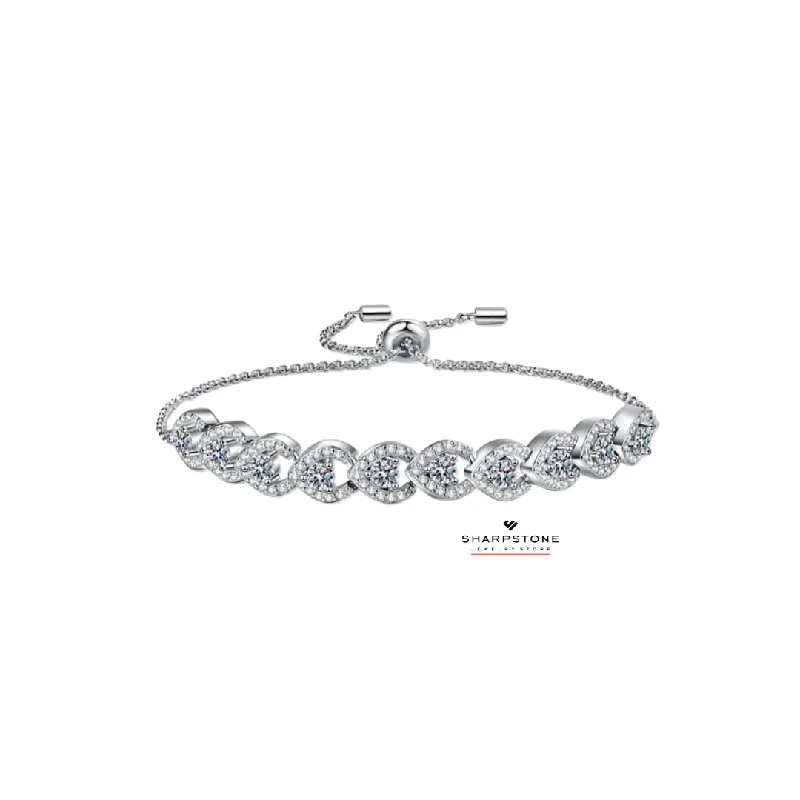 engraved silver bracelets for women -Emilia Moissanite Bracelet in 925 Sterling Silver