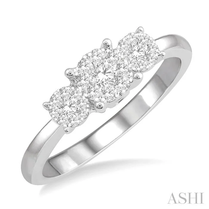 intricate engagement rings for women -ROUND SHAPE PAST PRESENT & FUTURE LOVEBRIGHT ESSENTIAL DIAMOND ENGAGEMENT RING