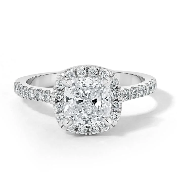 pear-shaped engagement rings with diamonds for women -Cushion Cut Moissanite Halo Engagement Ring, Tiffany Design