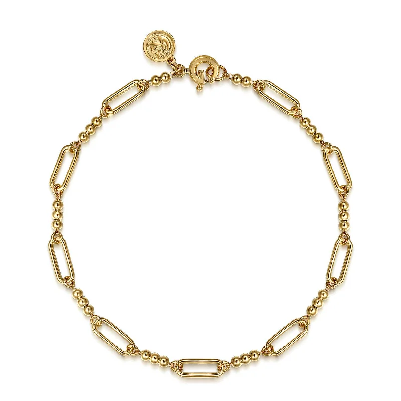 magnetic bracelets for women -14K Yellow Gold Bujukan Beads Link Chain Bracelet