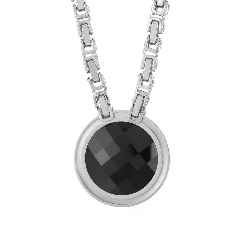 Steel Black Necklace Kn114093-Z