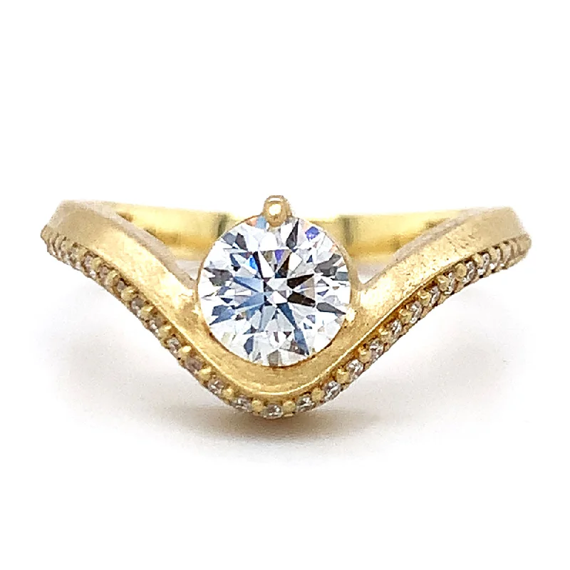 unique diamond engagement rings for women -Lab Grown & Natural Diamond Ring - "Graceful Arc"