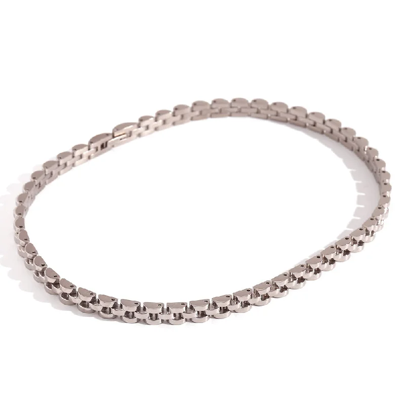 6mm Watch Strap Chain Choker Necklace-Silver