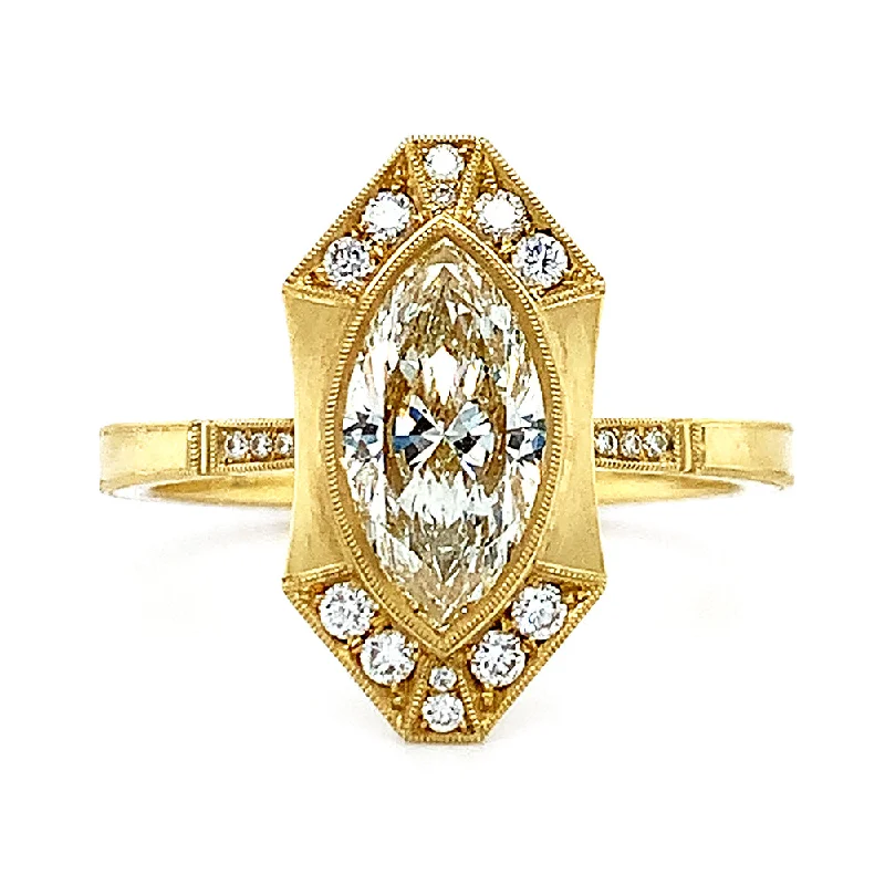 thin band engagement rings for women -Marquise Diamond Engagement Ring - "Georgia Halo"