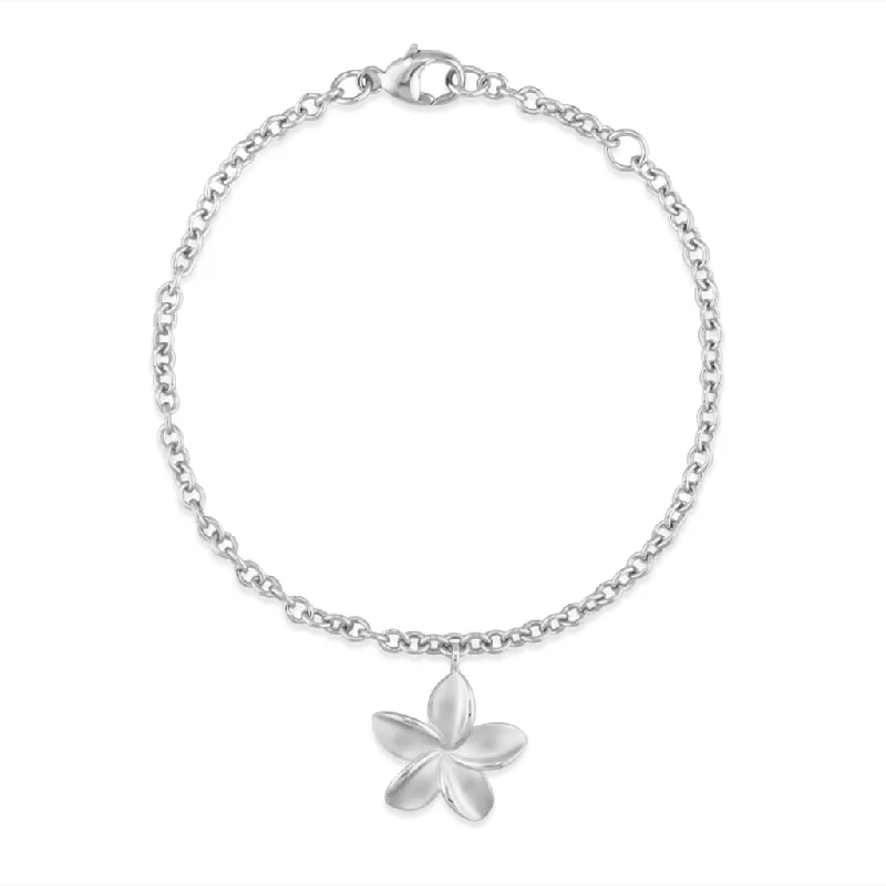 statement bracelets for women -Plumeria Charm Bracelet