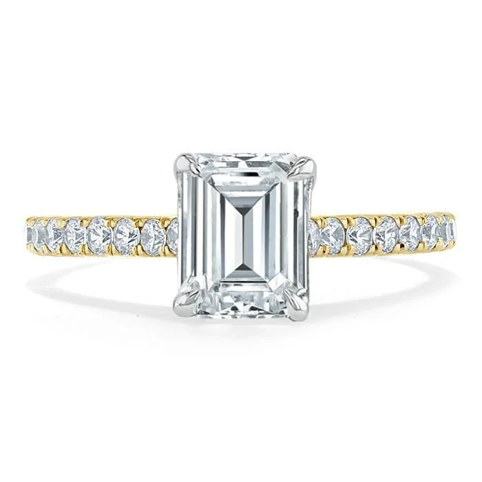 vintage style engagement rings for women -Emerald Cut Moissanite Engagement Ring, Classic Style