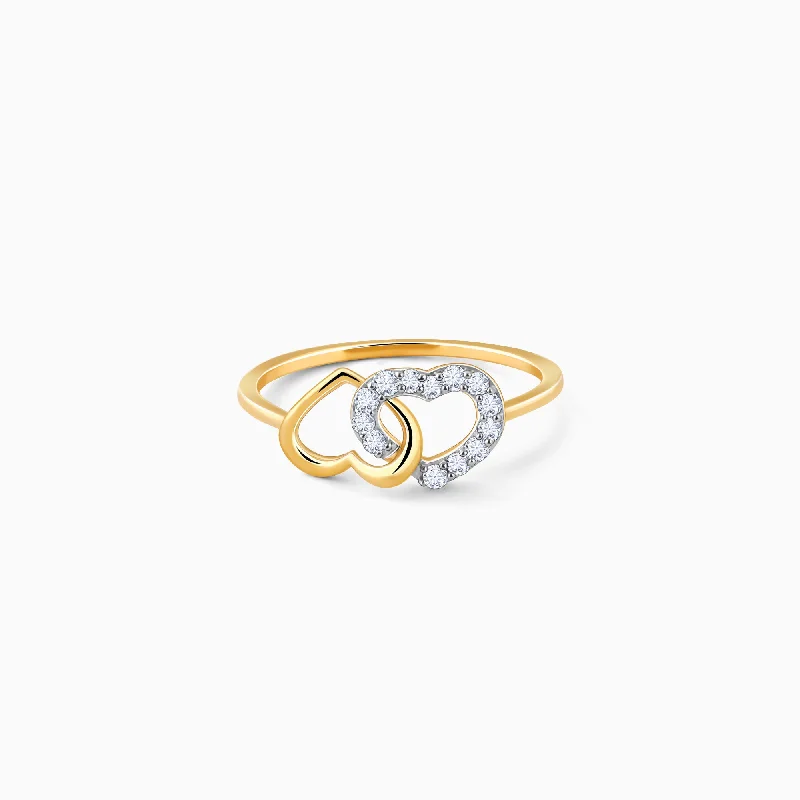 pave engagement rings for women -Gold Heartbeats Diamond Ring