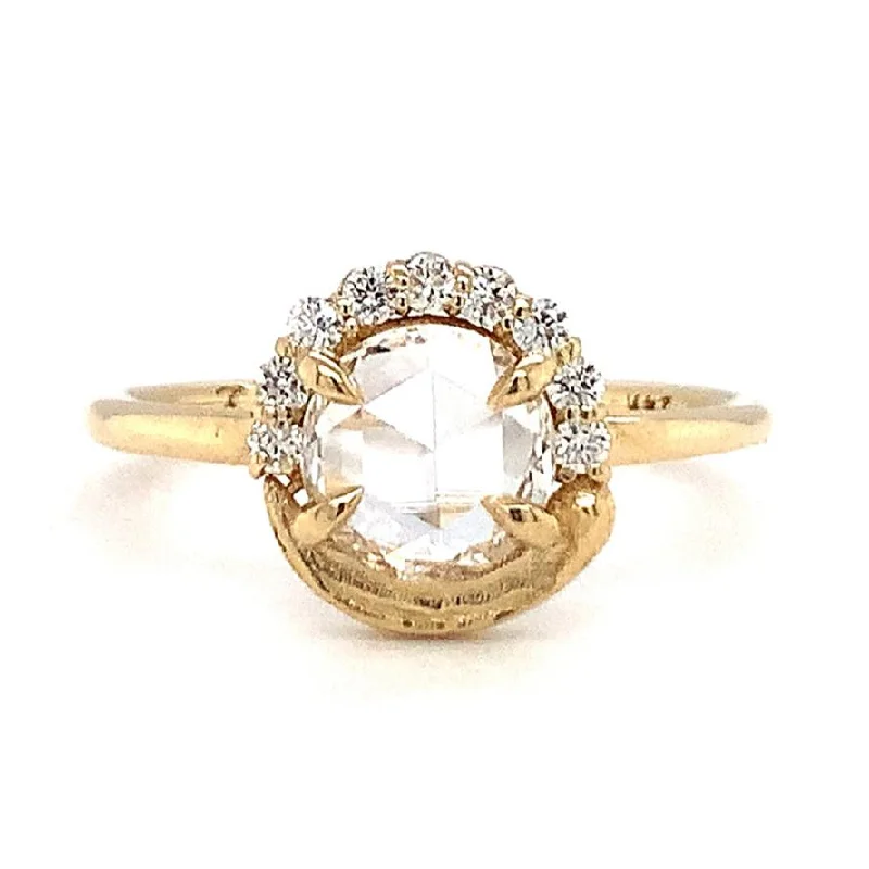 floral engagement rings for women -Rosecut Diamond & Yellow Gold Engagement Ring - "Renoir"