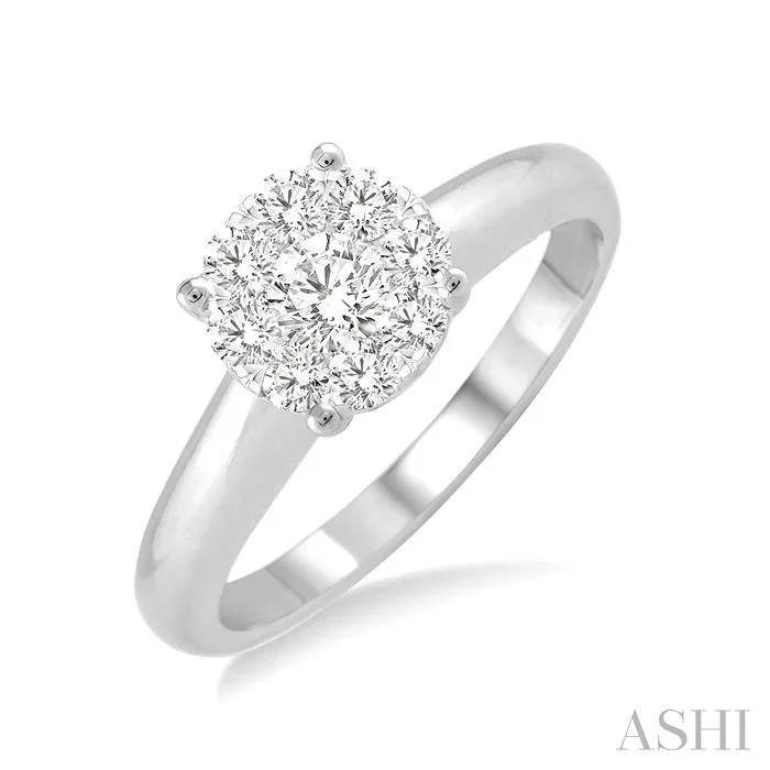 floral engagement rings for women -ROUND SHAPE LOVEBRIGHT ESSENTIAL DIAMOND RING