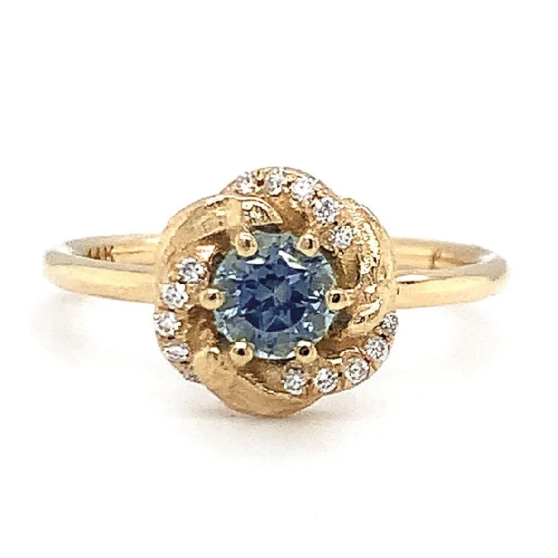 bold engagement rings for women -Montana Sapphire & Yellow Gold Engagement Ring - "Monet's Garden"