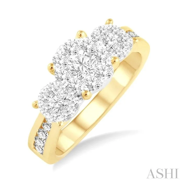 bridal engagement rings for women -ROUND SHAPE PAST PRESENT & FUTURE LOVEBRIGHT ESSENTIAL DIAMOND RING