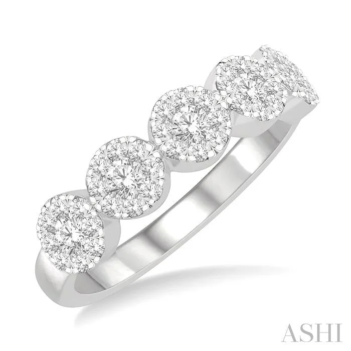 antique-inspired engagement rings for women -ROUND SHAPE 5 STONE LOVEBRIGHT ESSENTIAL DIAMOND WEDDING BAND