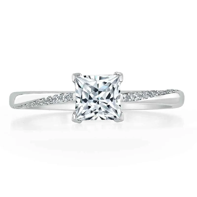 modern twist engagement rings for women -Princess Cut Moissanite Engagement Ring, Classic Style