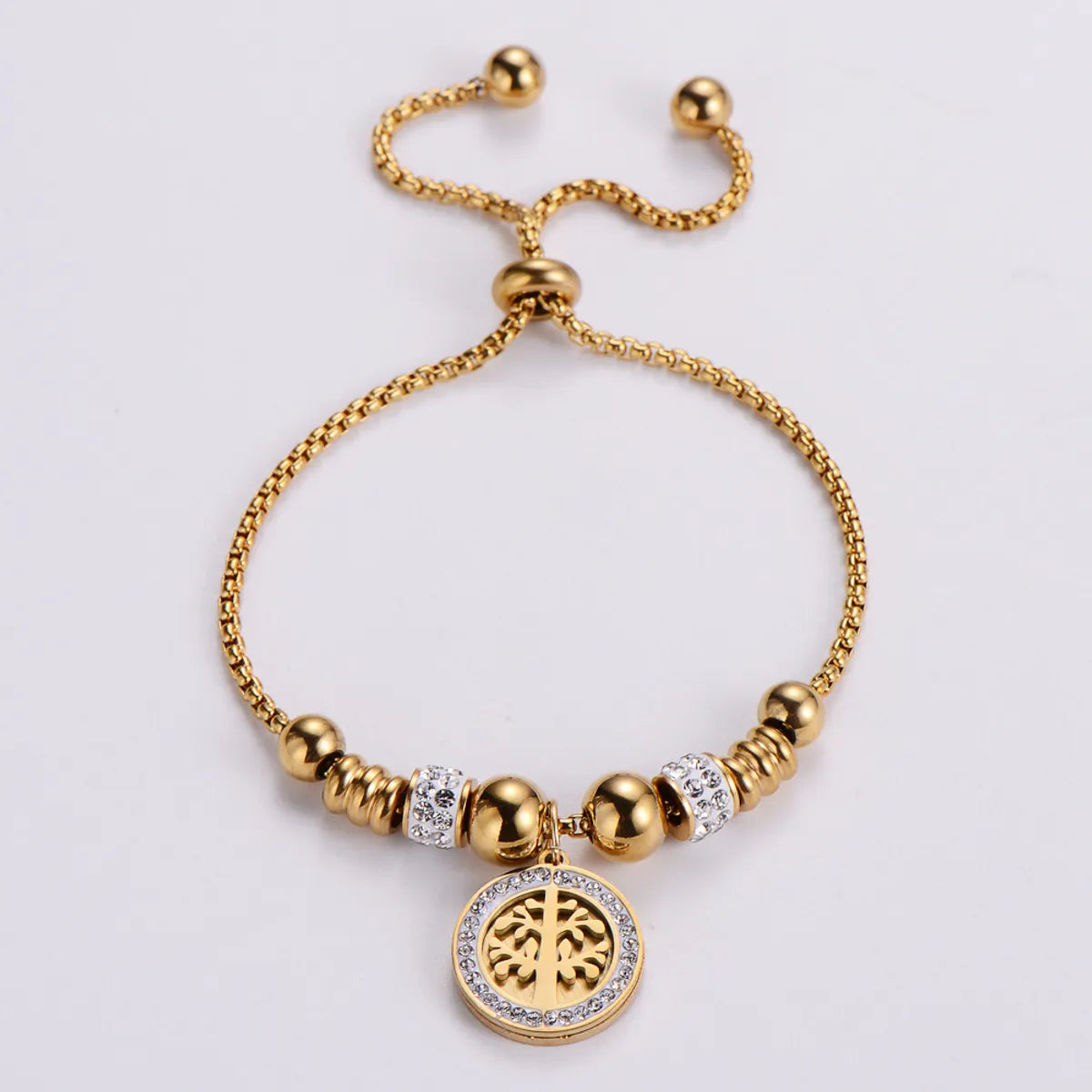 gold bangles for women -Fashion Stainless Steel Beads Beaded Tree Of Life Bracelet