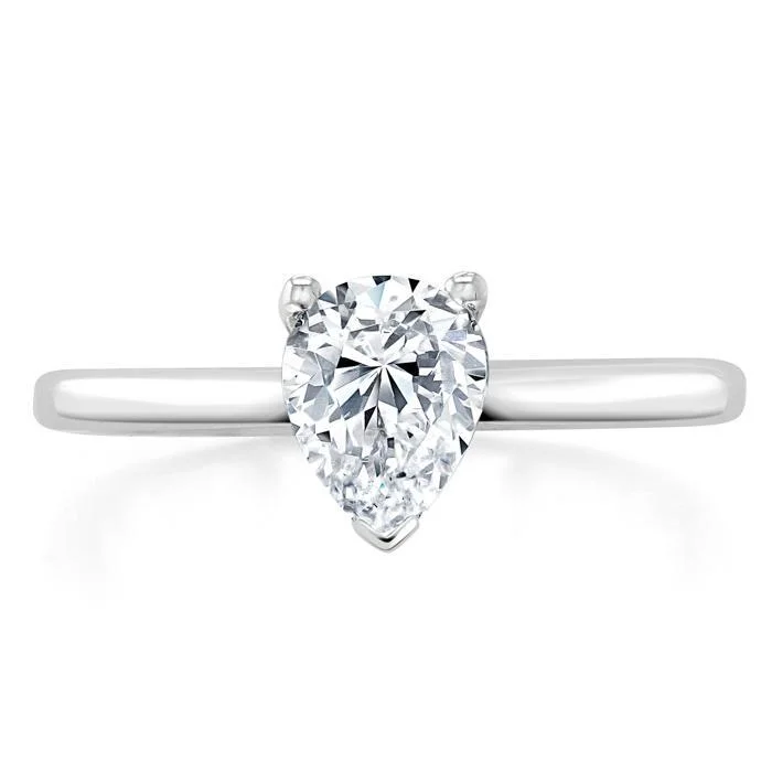 handcrafted engagement rings for women -Pear Cut Moissanite Engagement Ring, Classic Style