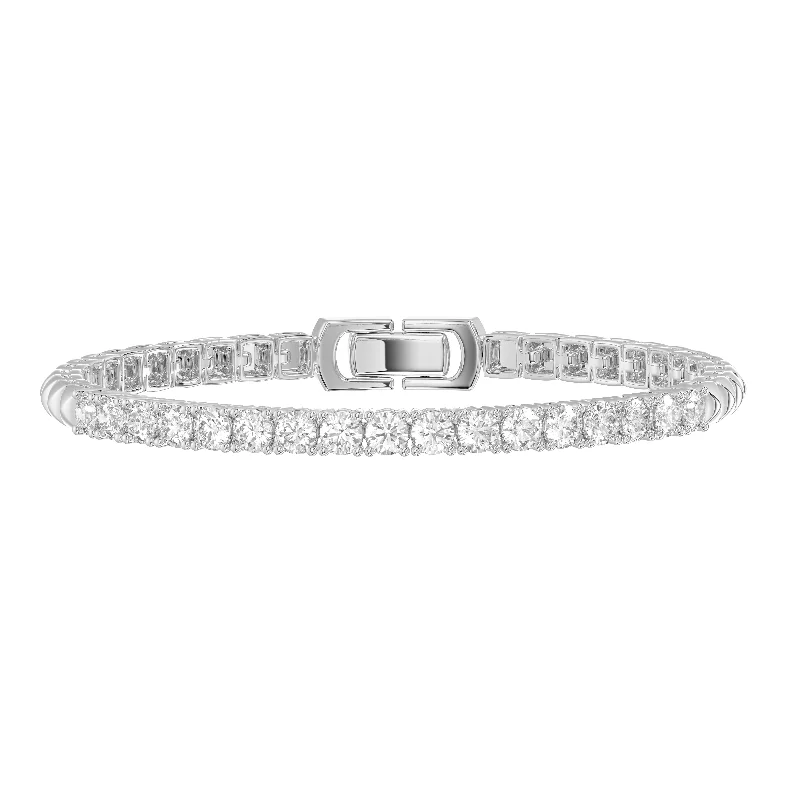 engraved bangle sets for women -LADIES  BRACELET 1.00CT ROUND DIAMOND 14K WHITE GOLD