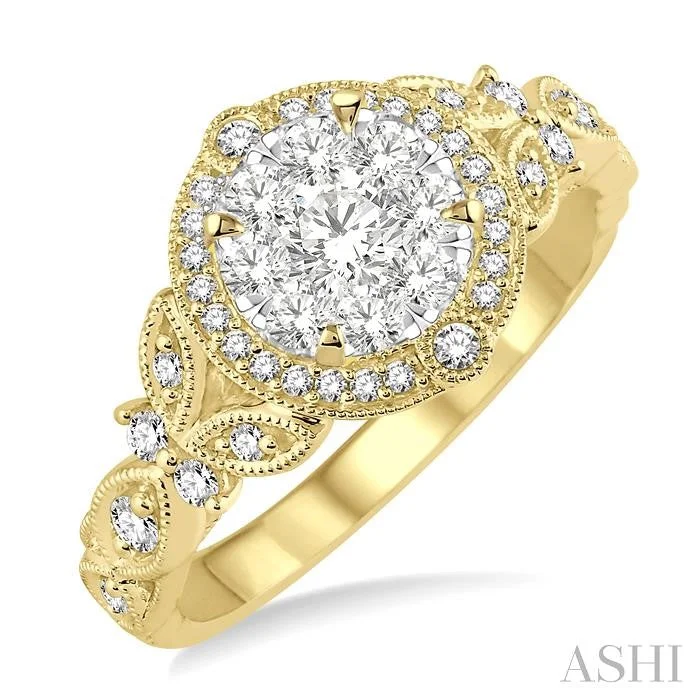 minimalist engagement rings for women -ROUND SHAPE HALO LOVEBRIGHT DIAMOND ENGAGEMENT RING