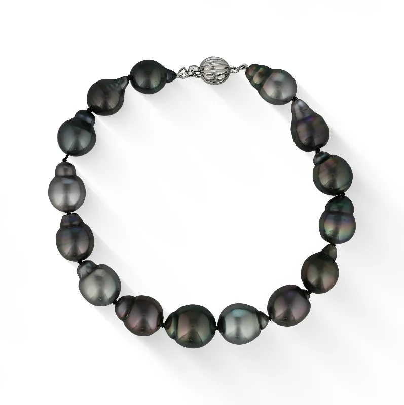 tennis bangles for women -Graduated Baroque Tahitian Pearl Bracelet