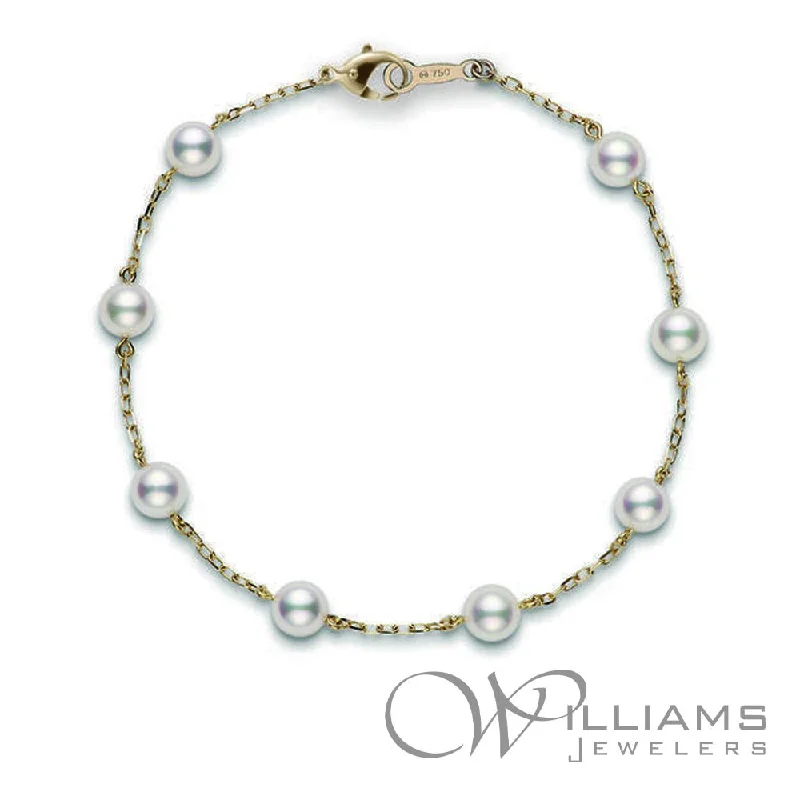 cuff bangles with stones for women -Mikimoto 18 Karat Pearl Bracelet