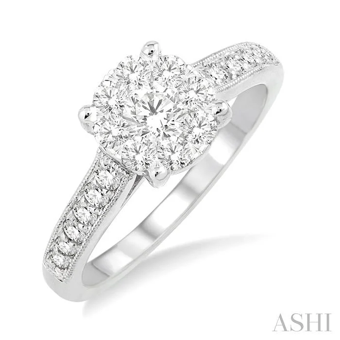 vintage style engagement rings for women -ROUND SHAPE LOVEBRIGHT ESSENTIAL DIAMOND ENGAGEMENT RING