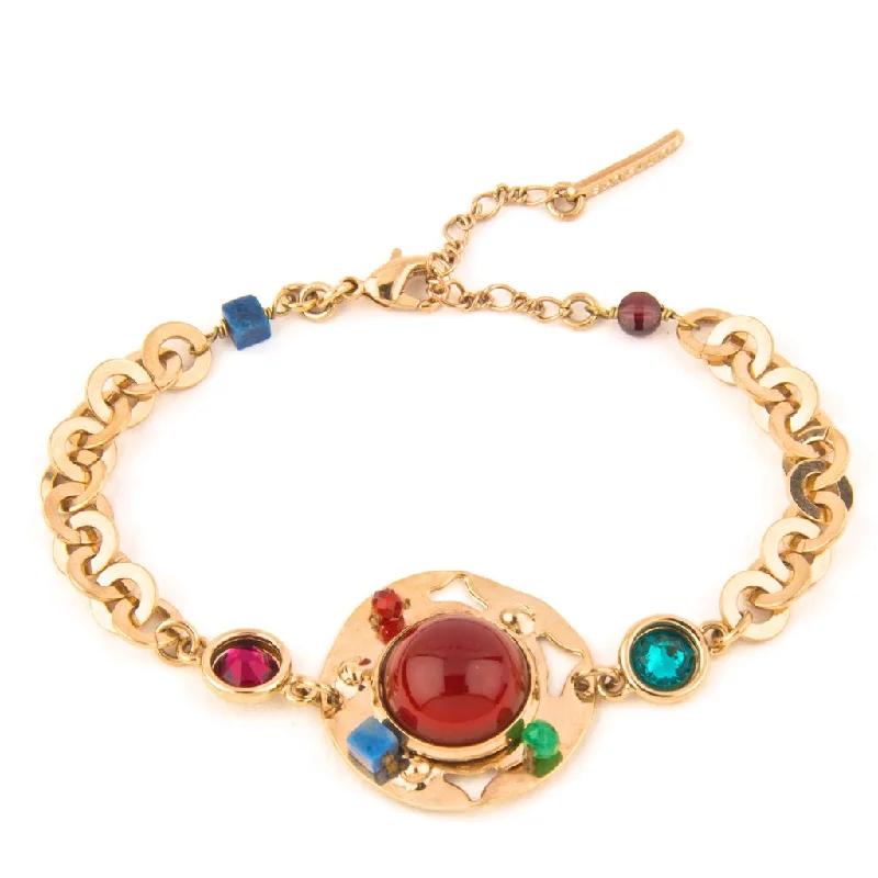 double-row bracelets for women -Multi-Colored Sparkling Garnet, Jade And Lazuli Flexible Bracelet by Satellite Paris