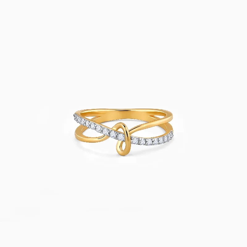 stackable engagement rings for women -Gold Forever Knot Diamond Ring