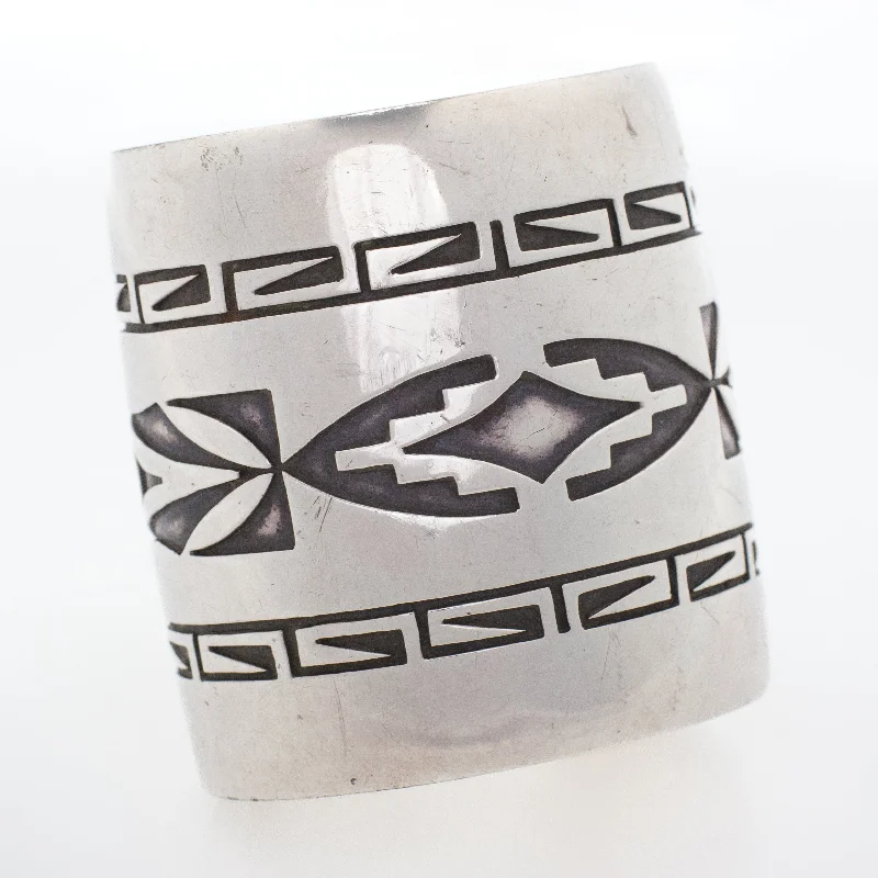 hammered bracelets for women -Tom Bahe Navajo Handmade Sterling Silver Cuff Bracelet