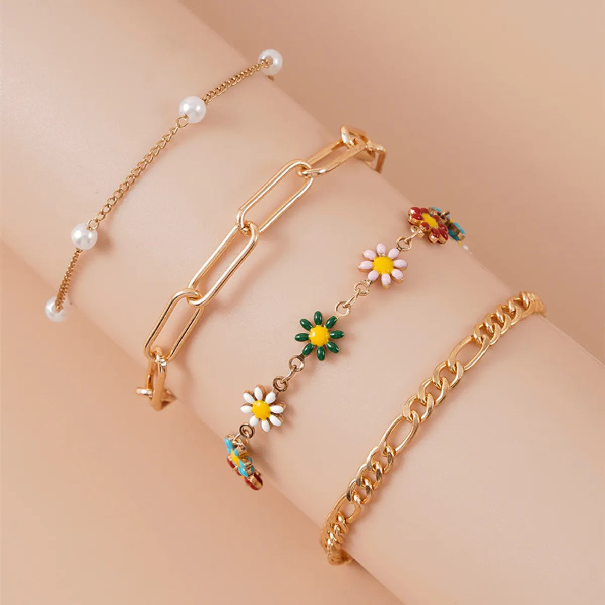 diamond bangles for women -Casual Pastoral Flower Alloy Star Enamel Women'S Bracelets Anklet