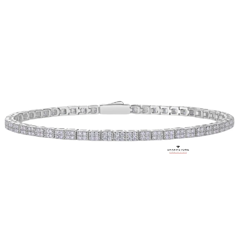 double-row bracelets for women -Geneva Moissanite Bracelet in 925 Sterling Silver